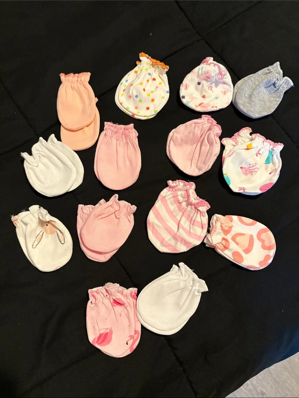 Baby Mittens Set - Pink & White Assorted Patterns